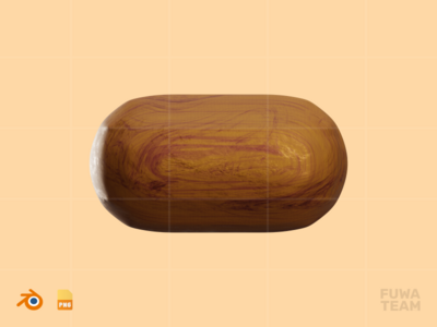 胶囊 - 3D 木制抽象形状（正面）(Capsule - 3D Wooden Abstract Shape (front))