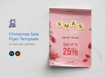 圣诞节销售传单模板(Christmas Sale Flyer Template)