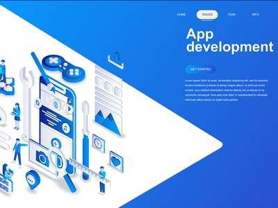 应用程序开发等距概念(App Development Isometric Concept)