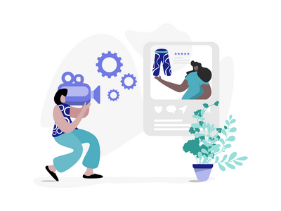 内容制作平面插图(Content Production flat illustration)