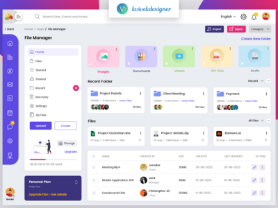 管理仪表板文件管理器页面 Web UI 模板(Admin Dashboard File Manager Page Web UI Template)