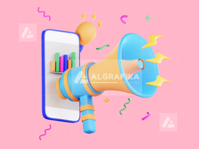 3D 扩音器商业插画(3D Megaphone Business Illustration)