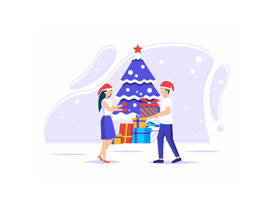 圣诞假期庆祝男人送礼物(Christmas holiday celebration men give gifts)