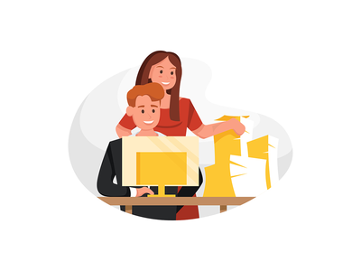 商人在桌上的电脑上工作(Business man work on the computer at the table)