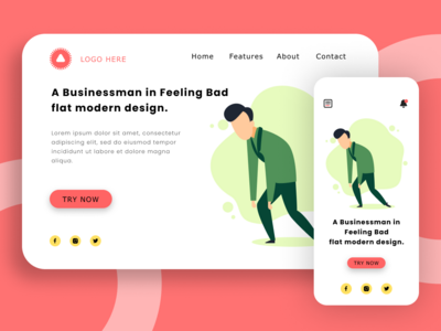 感觉不好插图概念的商人。(A Businessman in Feeling Bad illustration concept.)