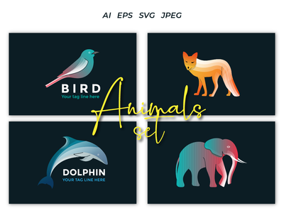 动物设置矢量图(Animals set vector illustration)