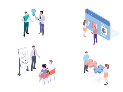 商业计划等距图-G1(Business Plan Isometric Illustration - G1)