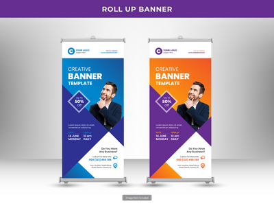 企业卷起横幅或传单社交媒体帖子模板(Corporate roll up banner or flyer social media post template)
