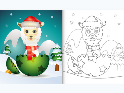 带可爱羊驼的孩子的图画书(coloring book for kids with a cute alpac)