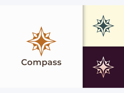 现代奢华风格的指南针标志(Compass Logo in Modern and Luxury Style)