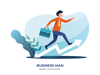 商人跑到办公室矢量图(Business man run to office vector illustration)