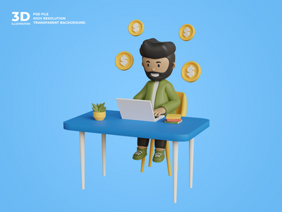 3d 男性角色在工作(3d male character at work)