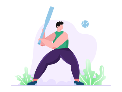 棒球比赛插图(Baseball playing illustration)