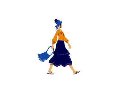 波西米亚风格女性平面彩色矢量不露面人物(Bohemian style female flat color vector faceless character)