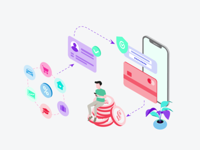 数字钱包等距插图的银行贷款(Bank Loan by Digital Wallet Isometric Illustration)