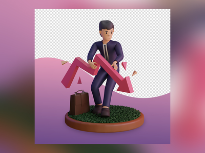 3d 渲染金融危机图表插图(3d render financial crisis infographics illustration)