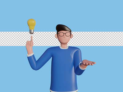 登陆页面的 3d 创意字符插图。高级 psd(3d creative idea character illustration for landing page. premium psd)