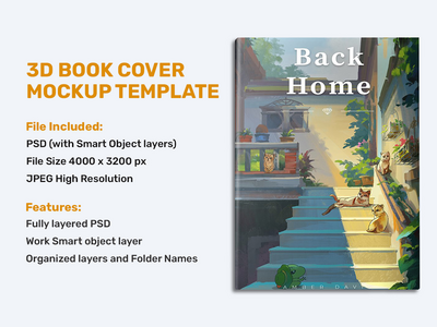 3d 书籍封面样机模板(3d Book Cover Mockup Template)
