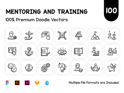 110 指导和培训矢量图标(110 Mentoring and Training Vector Icons)