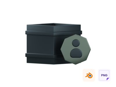 框和用户 3D 图标(Box & User 3D Icon)