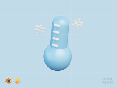 寒冷的温度 - 3D 冬季插图(Cold Temperature - 3D Winter Illustration)