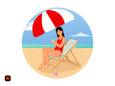 海滩插图 #1(Beach Illustration #1)