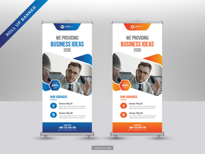 企业卷起横幅或传单社交媒体帖子模板(Corporate roll up banner or flyer social media post template)