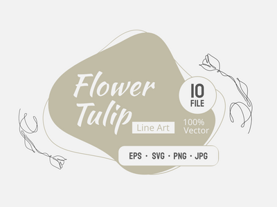 抽象花卉郁金香连续线画艺术奇异美学简单(Abstract Flower Tulip continuous line drawing art singulart aesthetic simple)