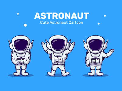 可爱的宇航员卡通集矢量图(Cute Astronout cartoon Set vector illustration)