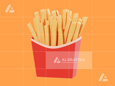 3d 插图炸薯条对象(3d illustration french fries object)