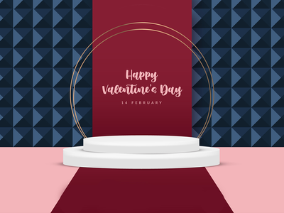 用于产品展示或放置的 3d 情人节讲台场景(3d valentine podium scene for product display or placement)