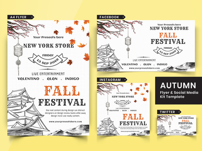 秋季节日传单和社交媒体包-05(Autumn Festival Flyer & Social Media Pack-05)
