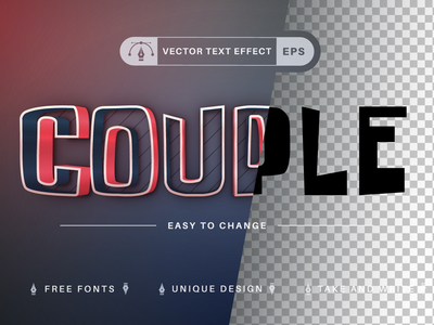 蓝红 - 可编辑的文字效果，字体样式(Blue Red - Editable Text Effect, Font Style)