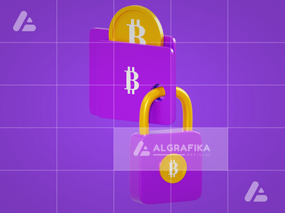 3d 插图比特币安全(3d illustration bitcoin security)