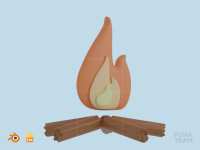营火 - 3D 冬季插图(Campfire - 3D Winter Season Illustration)