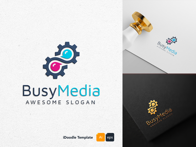忙碌的媒体标志模板(Busy media logo template)