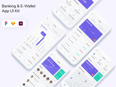 银行和电子钱包应用程序 UI 套件(Banking & E-Wallet App UI Kit)