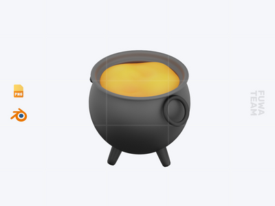 大锅锅 - 3D 万圣节图标包（正面）(Cauldron Pot - 3D Halloween Icon Pack (front))