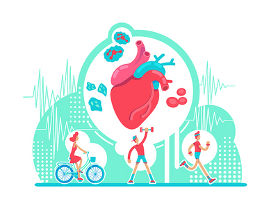 心血管系统保健平面概念矢量图解(Cardiovascular system health care flat concept vector illustration)