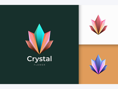 闪亮多彩的水晶或宝石标志(Crystal or Gem Logo With Shiny Colorful)