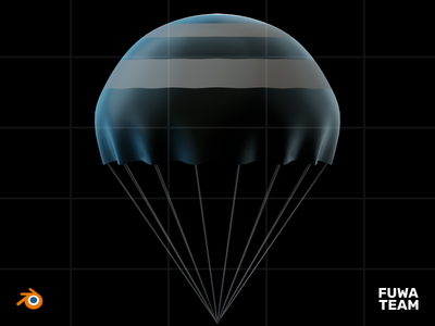 3D 游戏设备在黑暗插图包中发光 - 降落伞（正面）(3D Game equipment glow in the dark illustration pack - Parachute (Front))