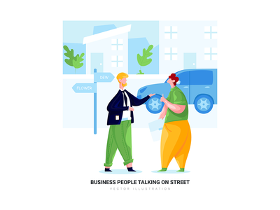 商界人士在街上交谈(Business People Talking on Street)