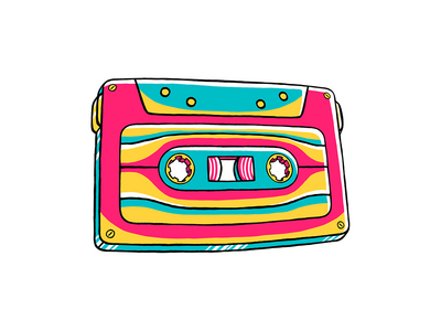 90 年代的氛围-盒式磁带矢量图(90's Vibe - Cassette Vector Illustration)