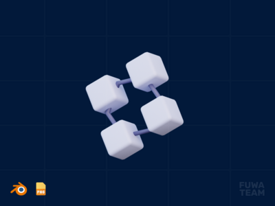 区块链 - 3D NFT 插图(Blockchain - 3D NFT illustration)