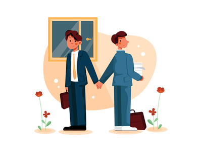 背靠背握手的商人(Businessmen handshaking back to back)