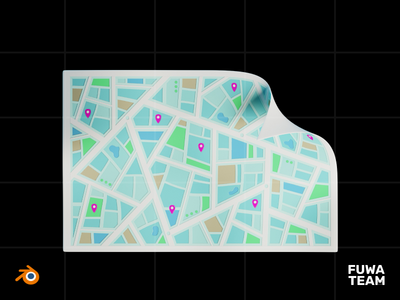 3D 游戏物品在黑暗中发光插图包 - 地图（正面）(3D Game Item Glow In The Dark Illustration Pack - Map (Front))