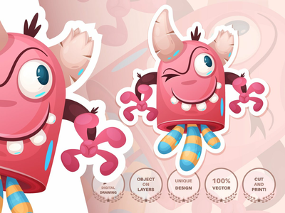 卡通人物可爱的怪物(Cartoon character adorable monster)