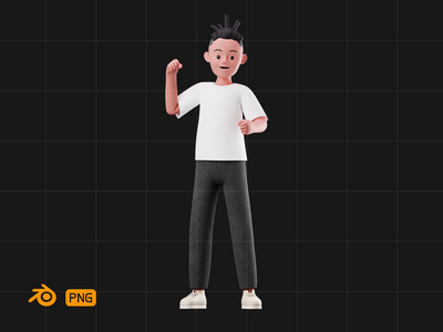 带有祝贺姿势的 3D 角色(3D Character with Congratulation Pose)