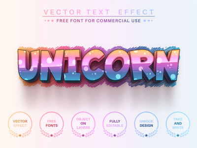 3D Unicorn - 可编辑的文字效果，字体样式(3D Unicorn - Editable Text Effect, Font Style)