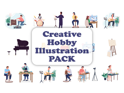 创意爱好 17 插图捆绑(Creative hobby 17 illustrations bundle)